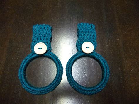 Crocheted Hanging Towel Holders Rings Set Of 2 Kitchen Towel Etsy