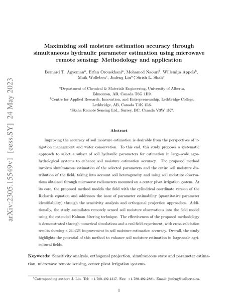 Pdf Maximizing Soil Moisture Estimation Accuracy Through Simultaneous