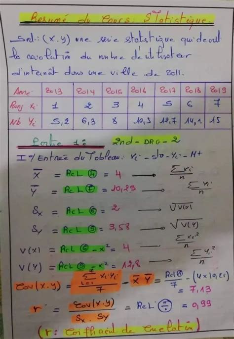 Bac Sc expérimentales Math Résumé Statistique