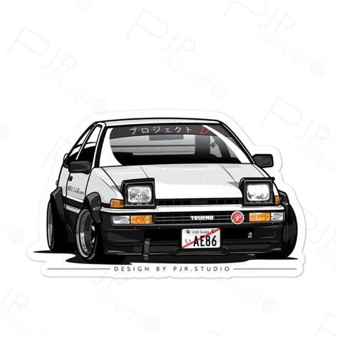 Toyota Ae86 Trueno Initial D Bubble Free Stickers Design By