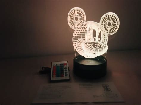 MICKEY MOUSE 3D V2 lámpara de ilusión de luz nocturna usb Etsy