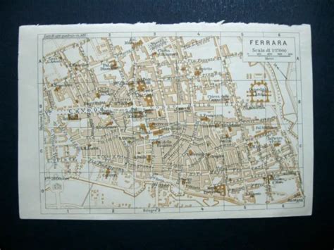 MAPPA ANTICA CARTA Pianta Della Citta Di Ferrara Emilia Romagna 1927