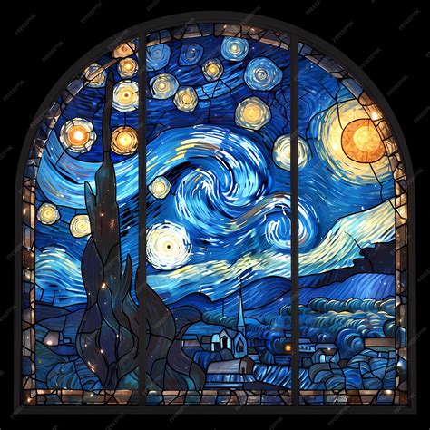 Premium Photo Vincent Van Goghs Starry Night Reimagined As Stained Glass Artistic Inspiration