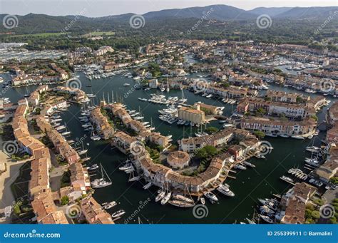 Aerial View On Gulf Of Saint Tropez Sail Boats Houses Of Port Grimaud