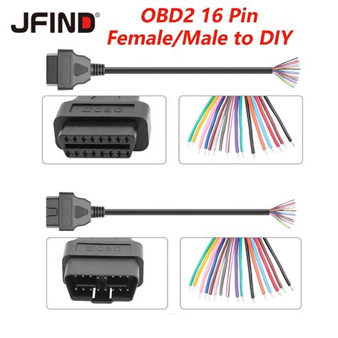 DIY Cable ELM327 Auto Car Cable OBD Cable 30cm OBD2 16 Pin Female To