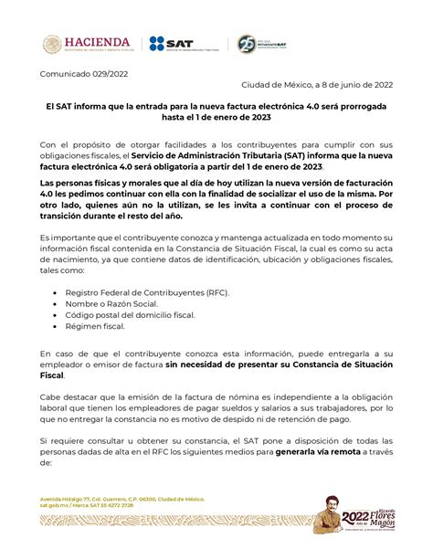 Satmx On Twitter Comunicadosat El Sat Informa Pr Rroga Para El Uso