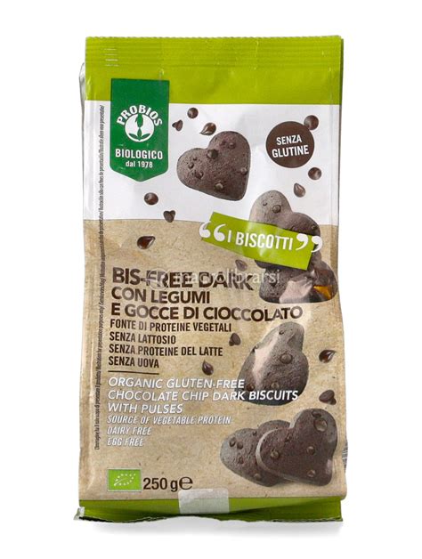 Biscotti Bis Free Dark Con Legumi E Gocce Di Cioccolato Bio Di Probios