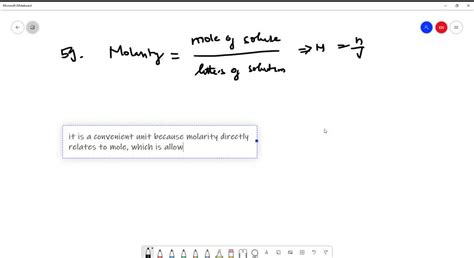 Solvedwrite The Equation For Calculating Molarity Why Is Molarity A Convenient Concentration