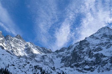 Snowy Mountain Peaks. Mountain Landscape. Winter in the Mountains. Blue ...