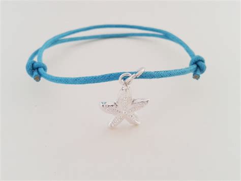 Starfish Charm Bracelet Handmade Star Fish Silver Cotton Etsy