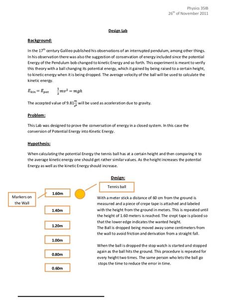 IB Physics SL - Design Lab