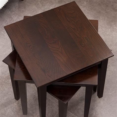 Leick Home Square Stacking Table Chocolate Oak Set Of 3 ǀ Furniture ǀ