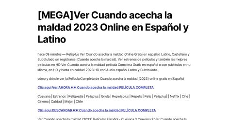 [mega]ver Cuando Acecha La Maldad 2023 Online En Español Y Latino