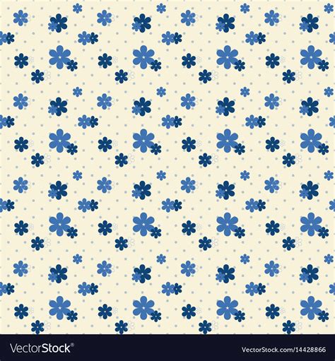 Cute Indigo Flower With Dot Seamless Pattern Vector Image