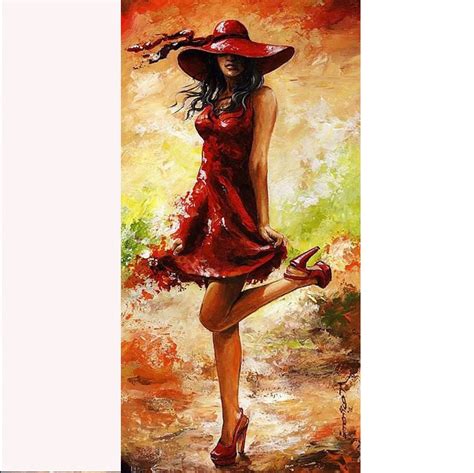 Handpainted Red Artwork Decorative Paintings Of Beautiful Women ...