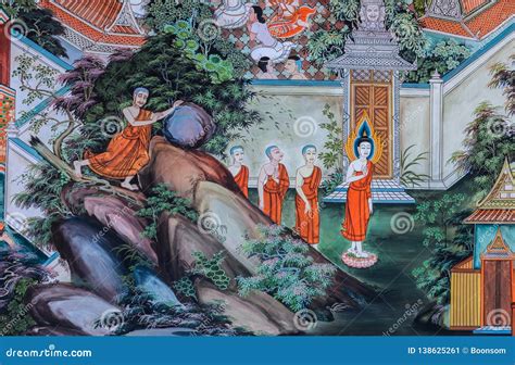 Buddhist Temple Mural Painting Art Stock Image Image Of Decorate