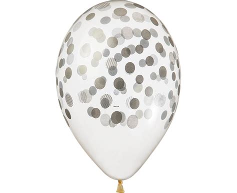 Balony Premium Hel Konfetti Srebrne Transparentne 13 5 Szt