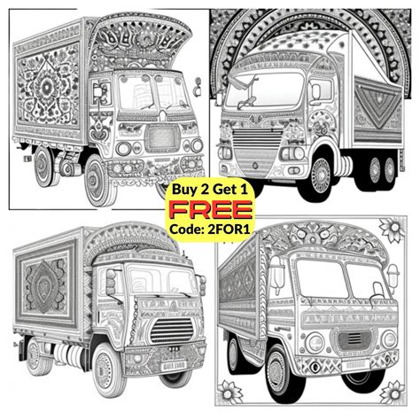 Pakistani Truck Art Coloring Book For Adults Instant Download Etsy