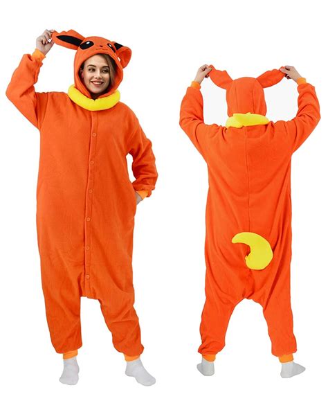 Eevee Flareon Costume Onesie Halloween Outfit Party Wear Pajamas