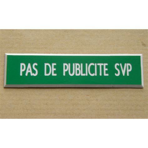 Plaque De Boite Aux Lettres Pas De Publicite Svp Stop Pub Finition