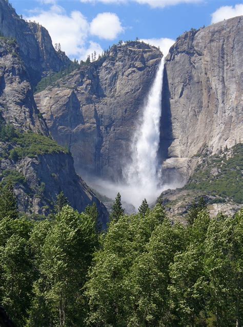 Royalty Free Photo Waterfalls On A Rocky Terrain Under Blue Cloudy