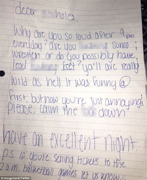 Womans Hilarious Note Asking Her Noisy Neighbours To Pipe Down Daily