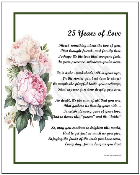 25 Years Together Digital Download Anniversary Poem 25th Wedding Anniversary Silver