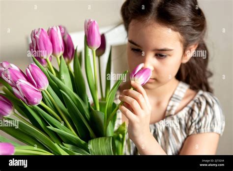 Petite Fille Qui Offre Un Bouquet Banque De Photographies Et Dimages