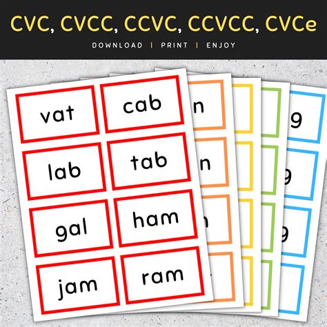 Flash Cards Bundle Cvc To Ccvcc Words Flashcards Words Lists Set