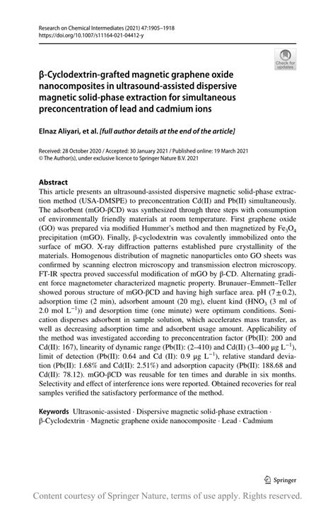 β Cyclodextrin Grafted Magnetic Graphene Oxide Nanocomposites In