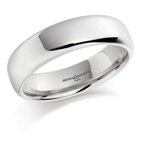 Brown And Newirth 5mm Softened Flat Court Wedding Ring In 18ct White Gold