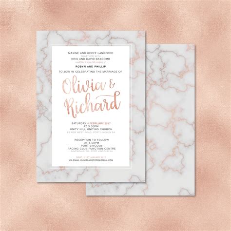 Rose Gold Marble Wedding Invitations These Beautiful Rose Gold Marble