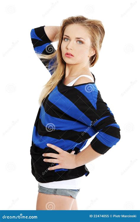 Sensuele Jonge Blonde Vrouw Met Mooi Lang Haar Stock Afbeelding Image Of Manier Vreugde