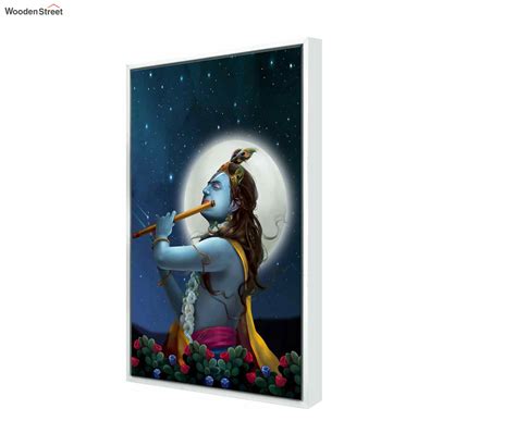 Buy Lord Krishna Playing Flute With Moon Wall Painting Online In India