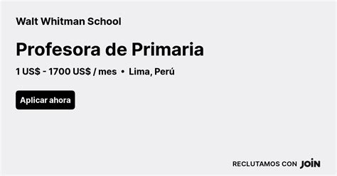 Walt Whitman School Lima Profesora De Primaria