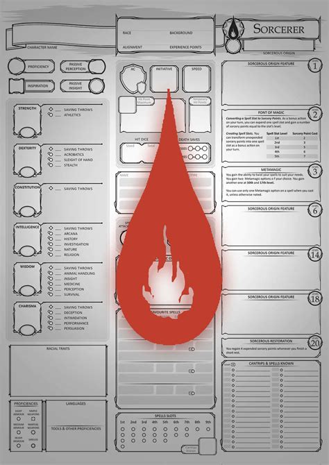 Class Character Sheets - The Sorcerer - Dungeon Masters Guild | Dungeon ...