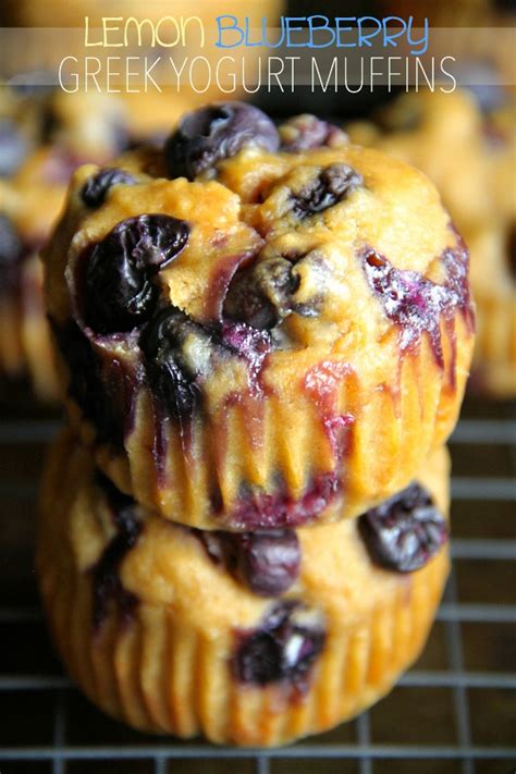 Lemon Blueberry Greek Yogurt Muffins Running With Spoons