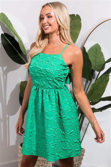 Kelly Green Textured Sleeveless Open Tie Back Dress Lime Lush Boutique