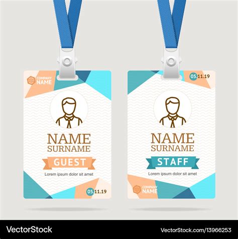 Id card template plastic badge Royalty Free Vector Image