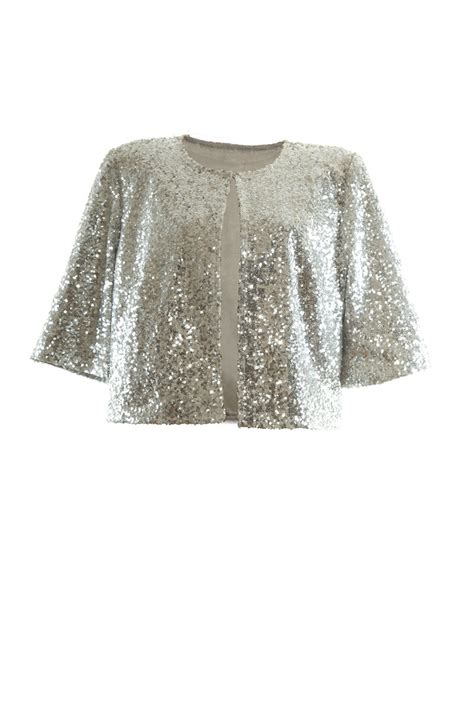 Silver Sequin Short Sleeve Jacket Enigma Shopping