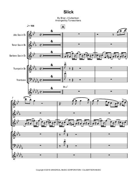 Slick Arr Tunescribers Sheet Music Brian J Culbertson Performance Ensemble