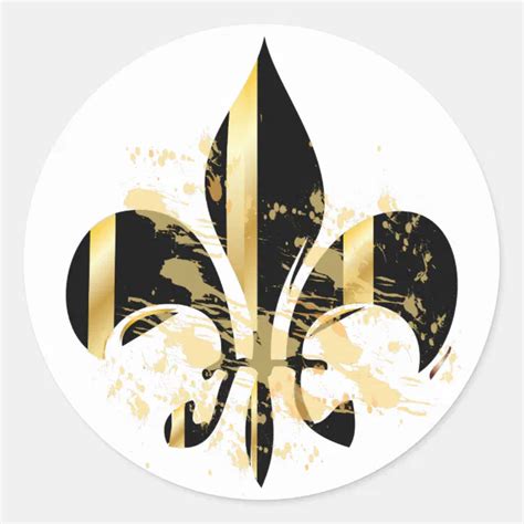 Black And Gold Fleur De Lis Classic Round Sticker Zazzle