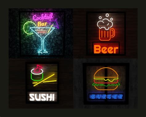 Neon food signs pack 3D | CGTrader