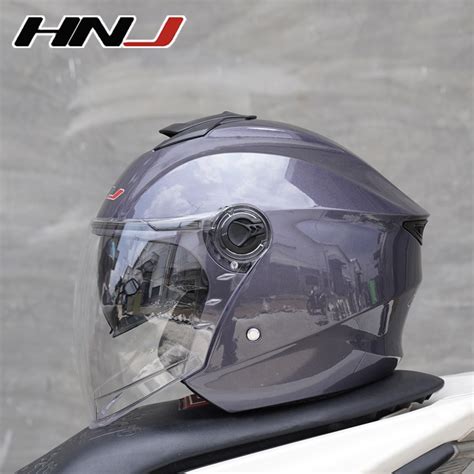 Hnj Open Half Face Helmet Motorcycle Dual Visor For Men And Women