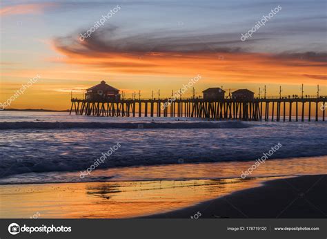 Huntington Beach Pier At Sunset Stock Photo Kelpfish