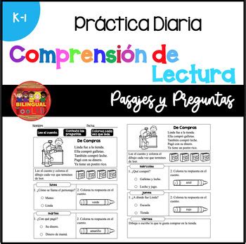 Lectura Comprensi N Pasajes Diarios K Spanish Reading Comprehension