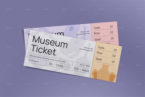 Gray Minimalist Museum Ticket, Print Templates | GraphicRiver