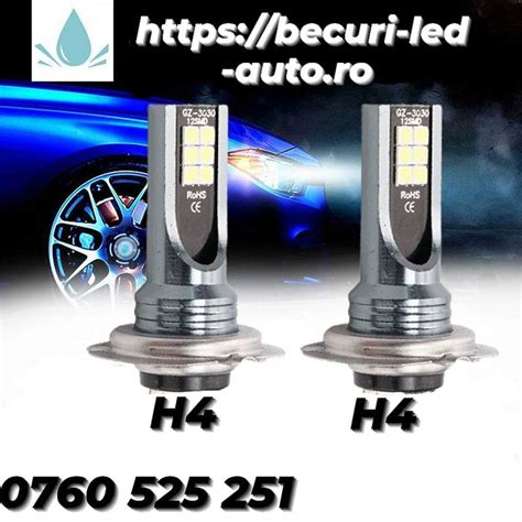 Set Două Becuri Led H4 HB2 9003 Fără Ventilator 6000K 80W 10000lumeni