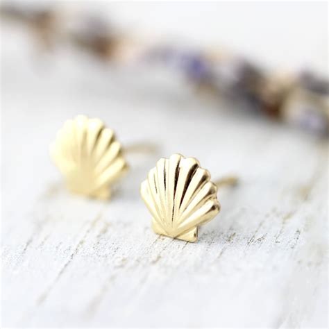 Shell Stud Earrings Etsy