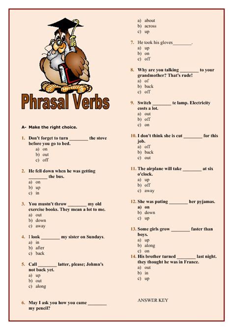 Phrasal Verbs Multiple Choice Activity